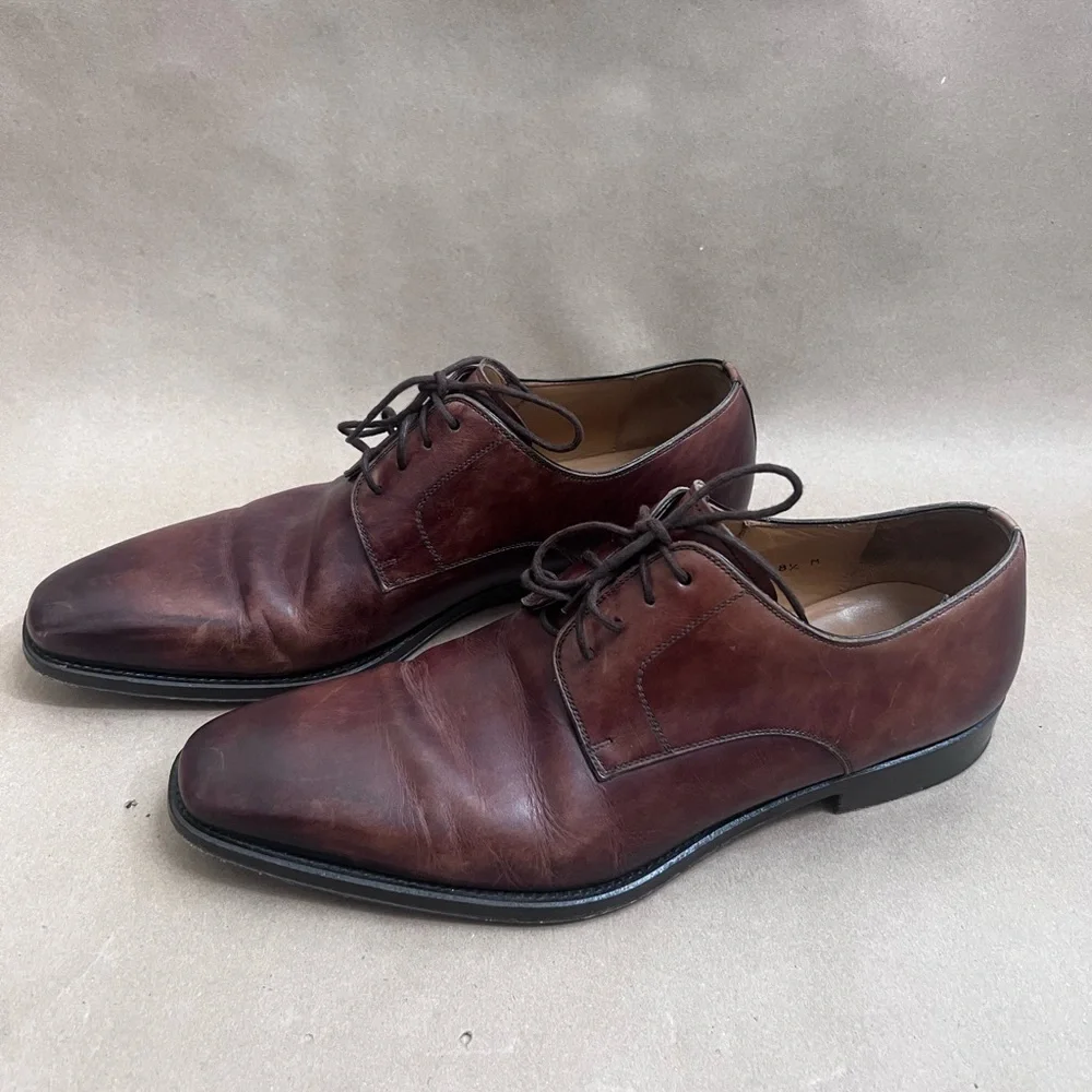 Magnanni Leather Lace Up Derby Oxford Men’s Brown Dress Shoes 13275 8.5 M